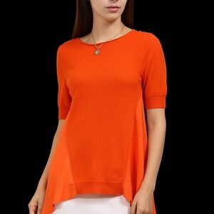 NWOT St.John Winter Tunic 100% Marino Wool with Silk side panels,asymmetrical